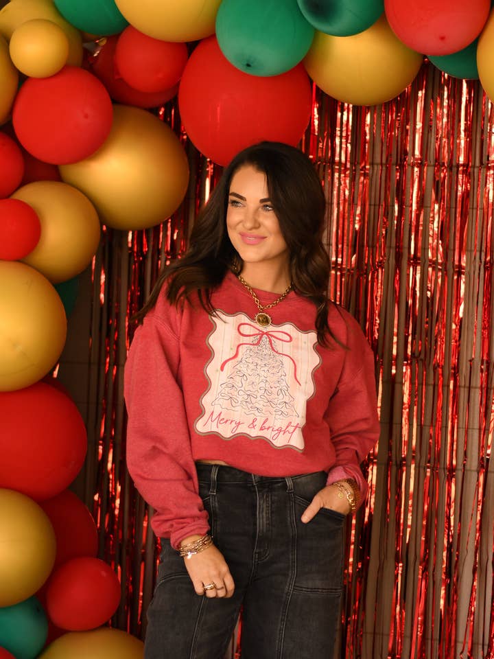 Merry & Bright Bow Tree Sweatshirt / Tee and other Purchase Wholesale merry and bright sweatshirt. Free Returns & Net 60 Terms on Faire trending on Faire.