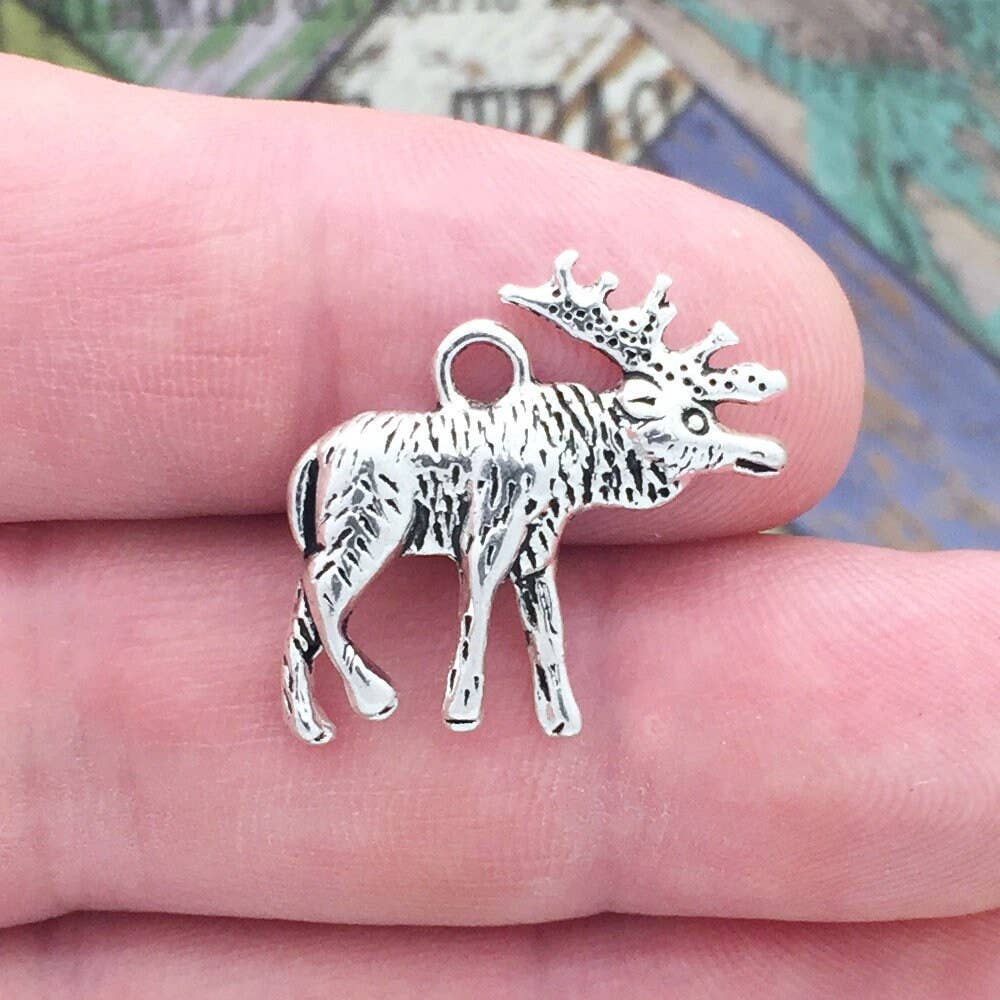 Treasure Island - Wholesale Individual Charm/Pendant - 5 Moose Charm Pendant Silver by TIJC SP05311