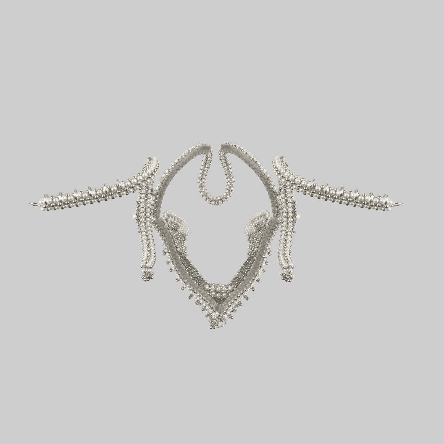 OBJECT & DAWN - Wholesale Tiara - Women's - Jas Modular Headpiece System w/Face Chain in Pearl11