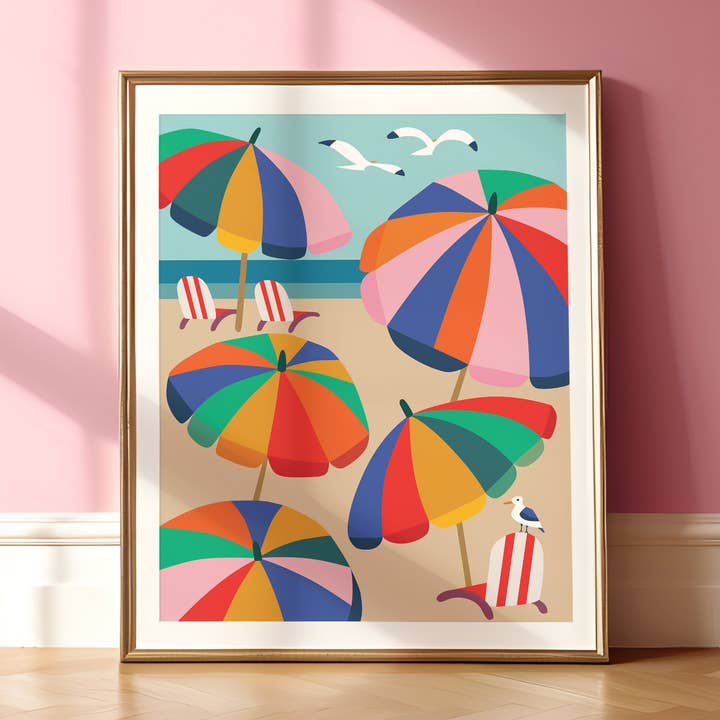 3 Birdies Studio - Wholesale Art print - Beach Umbrella Art Print