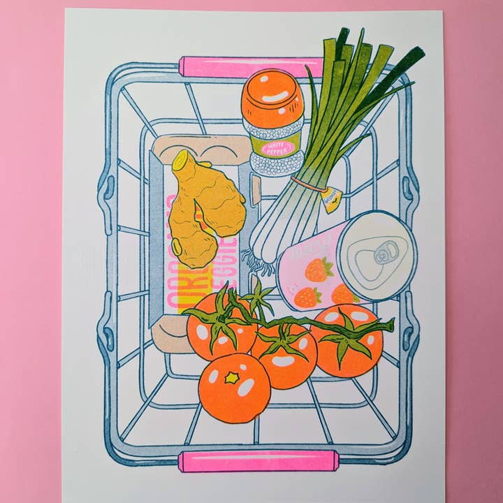 Christina Hu - Wholesale Kunstprint - Tomaat en Ei | Risograph-print 22 x 28 cm3