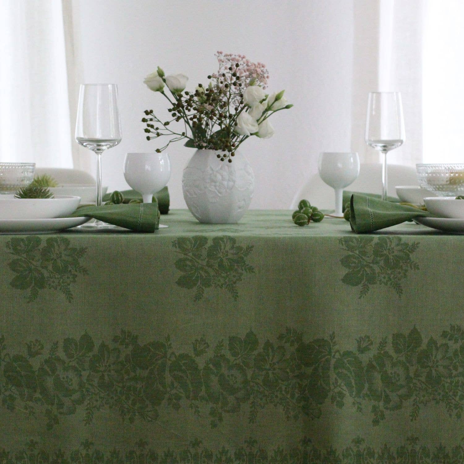 Ju-Lein - Venta al por mayor Manteles - Mantel de lino tradicional - verde1