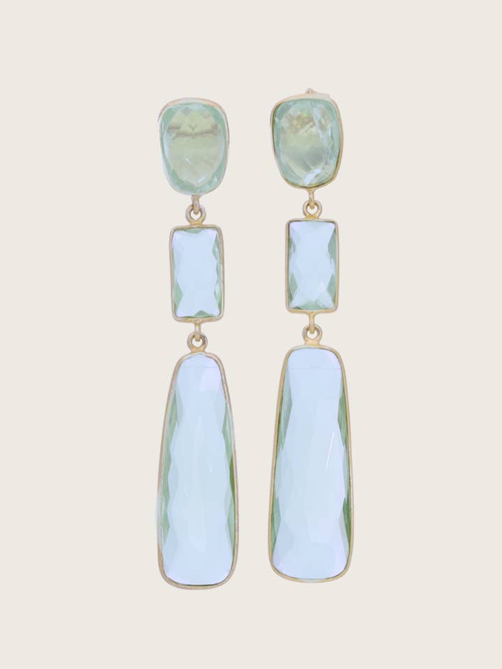 Tota 18K Recycled Fine Gold Plated Blue Topaz Earrings - 925 Silver Posts for wholesale by SHANSHAN