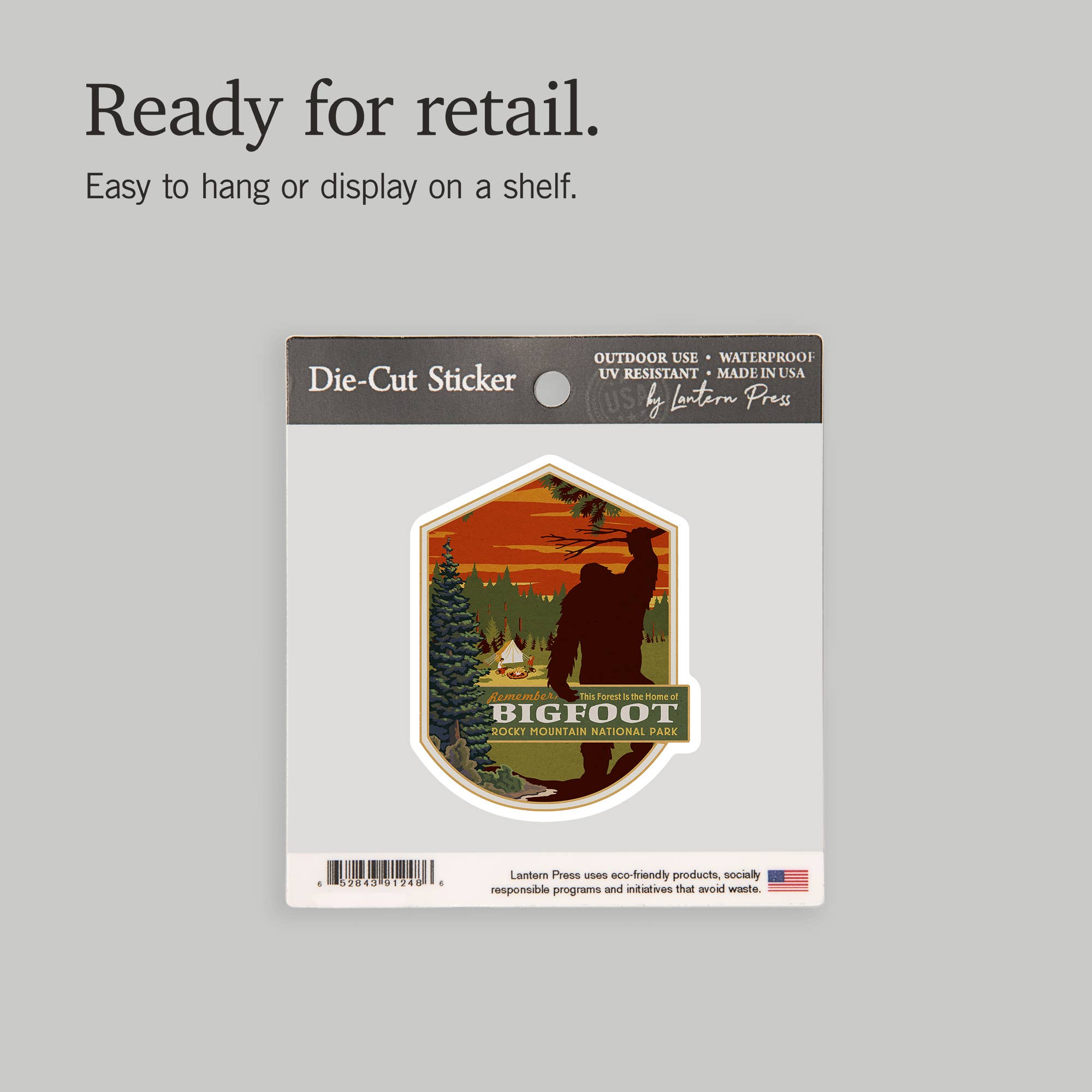 Lantern Press - Vente Autocollant - AUTOCOLLANT : Parc national de Rocky Mountain, Colorado, berceau de Bigfoot6