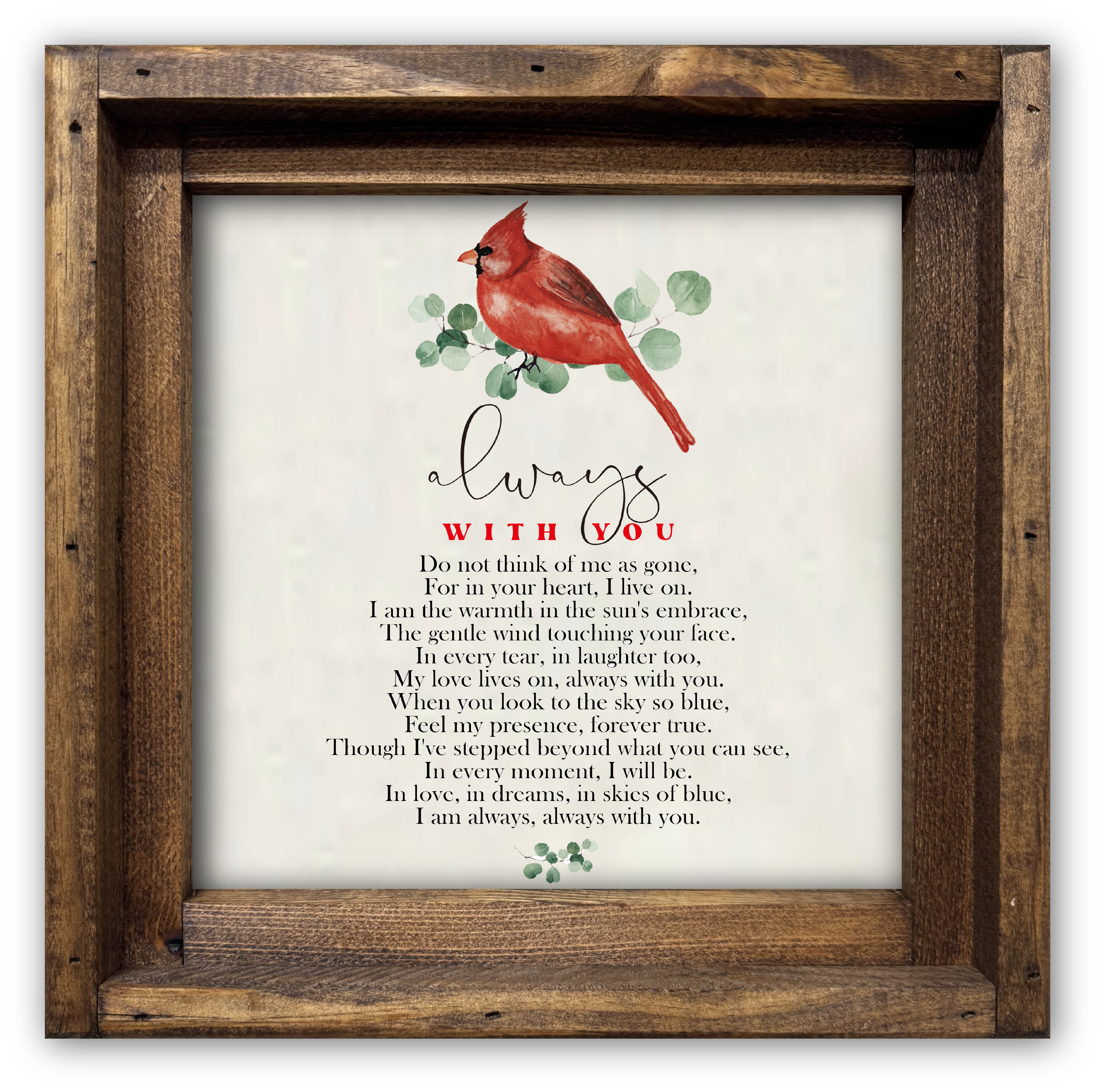 Jarmz Designs - Wholesale Art Print - FRAMED CANVAS ALWAYS WITH YOU CARDINAL2
