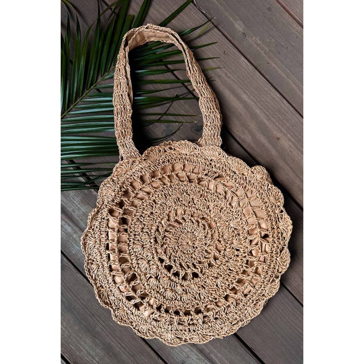 Bronzage Sac fourre-tout léger décontracté en paille naturelle Tan Summer Straw en vente sur Faire