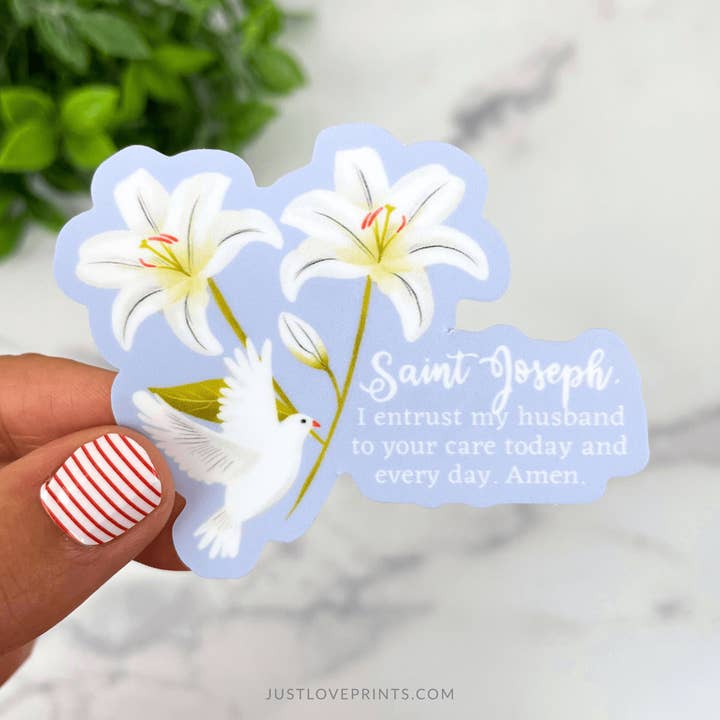 Just Love Prints - Catholic Stickers & Gifts - Wholesale Sticker - St. Joseph Husband Prayer Vinyl Sticker