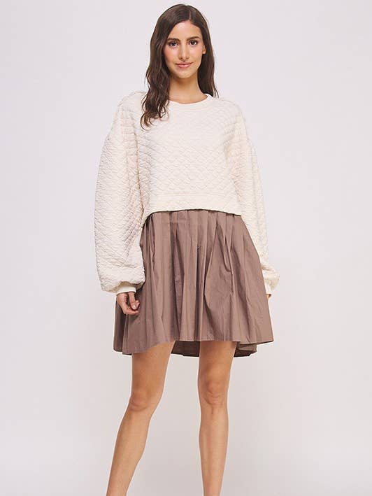 ROBE JUPE PLISSÉE EN COTON À MANCHES LONGUES ET BULLES GRANDE TAILLE pour la vente par JADE BY JANE