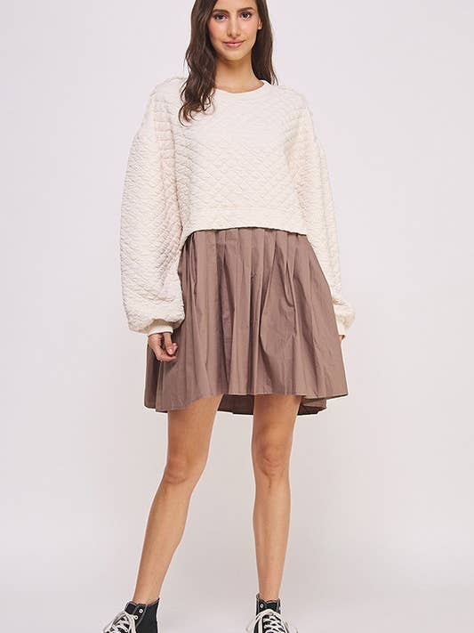 JADE BY JANE – Großhandel Kleid – Damen – LANGÄRMLIGES PLISSEE-ROCKKLEID AUS BAUMWOLLE9