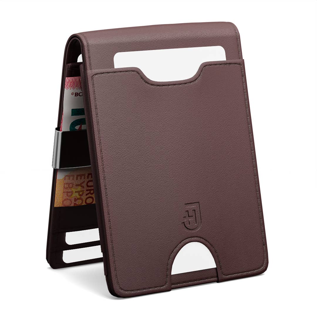 James Hawk - Vente Portefeuille – homme - Portefeuille élégant en cuir mince pour homme avec clip à billets3