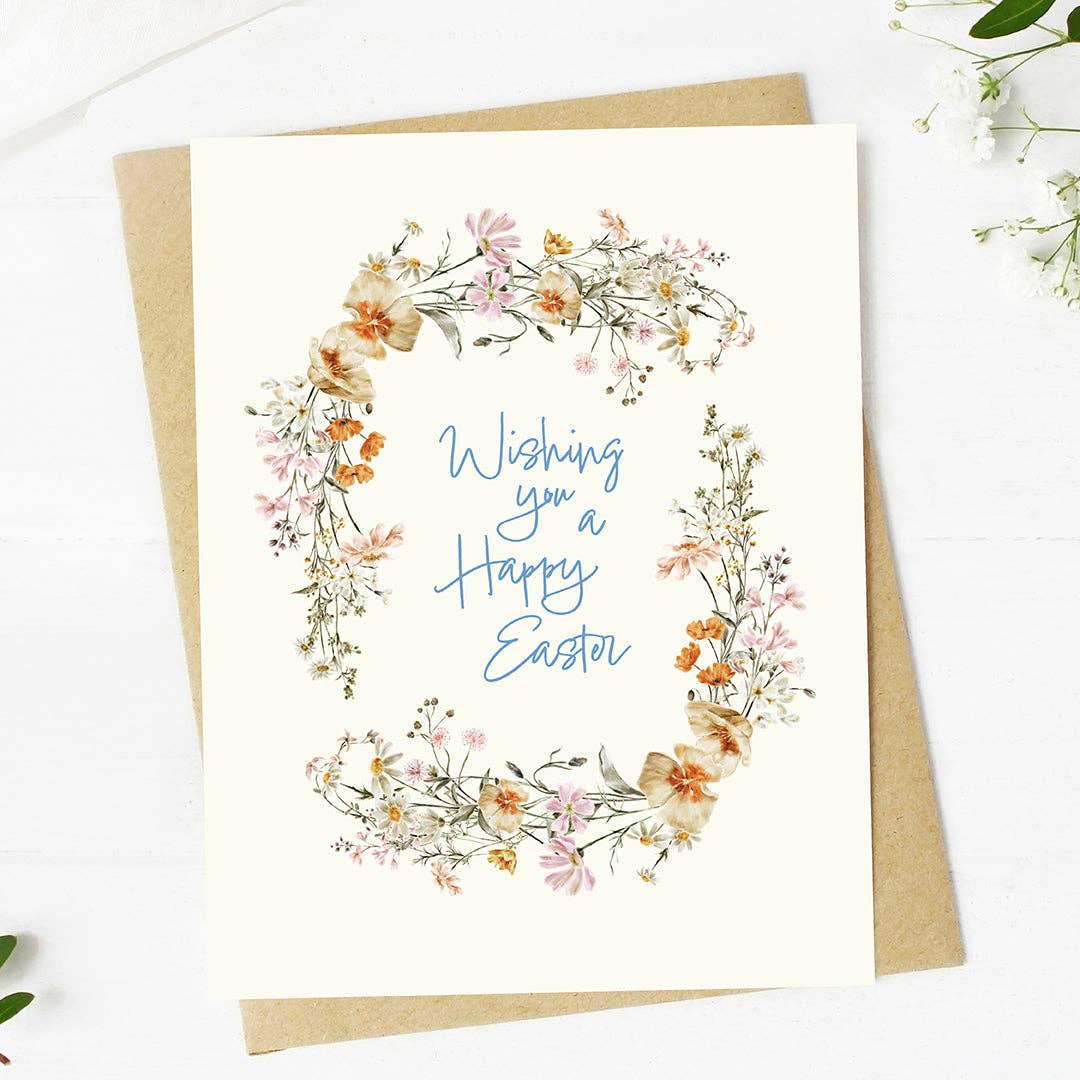Big Moods - Wholesale Easter Card - "Wishing you a happy Easter" Floral Wreath Card3