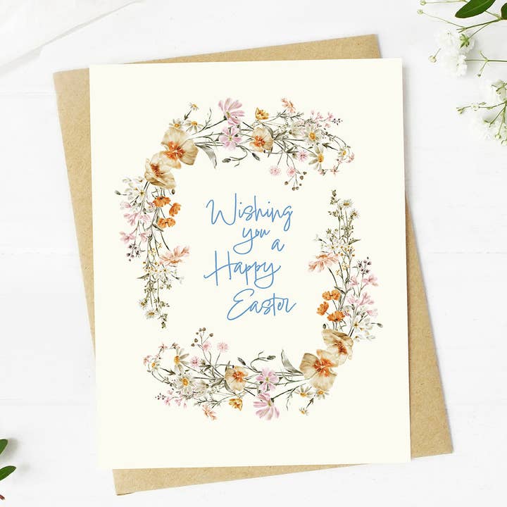 Big Moods - Wholesale Easter Card - "Wishing you a happy Easter" Floral Wreath Card3