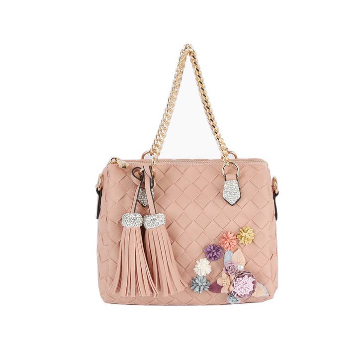 Handbag Factory Corp - Wholesale Shoulder Bag - Women's - Raised Floral Woven Shoulder Bag