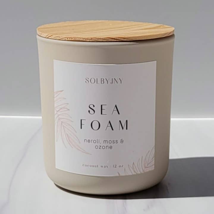 Vela de cera de coco perfumada Sea Foam de 12 oz para venta al por mayor de SOLBYJNY