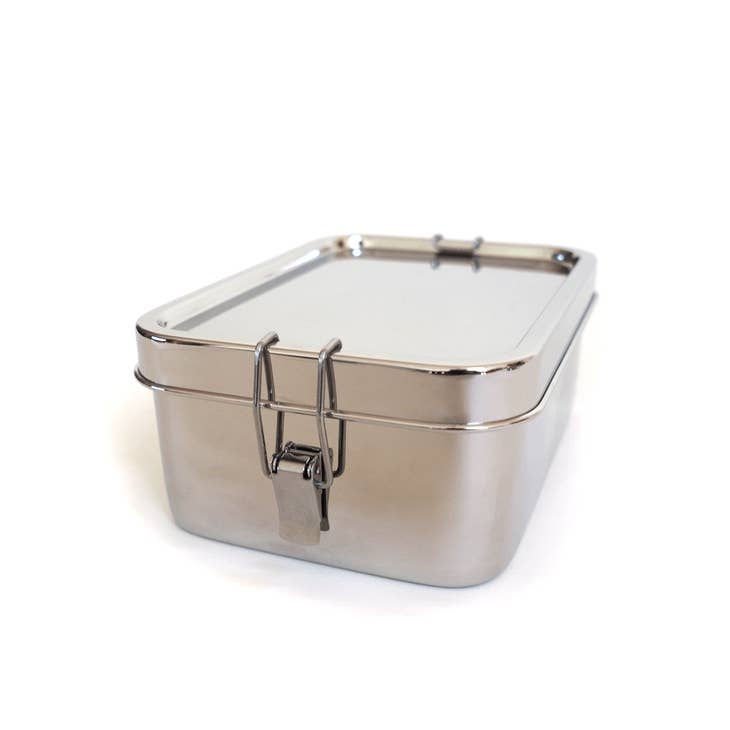 Rectangular bento tin coffee metal box with lock and handle