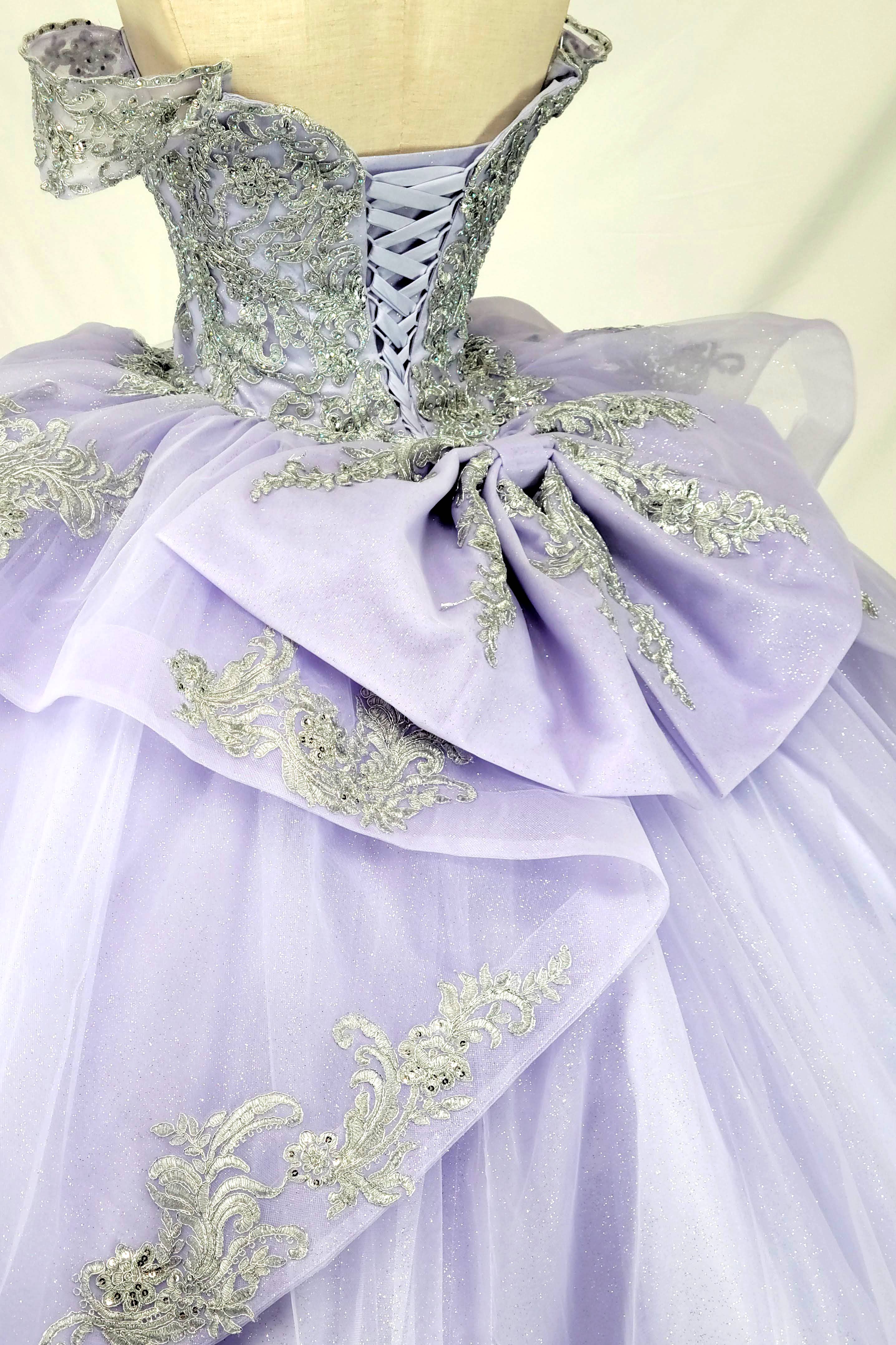 lilac silver Off the shoulder lilac/silver quinceanera dress CHF3123 for wholesale on Faire3