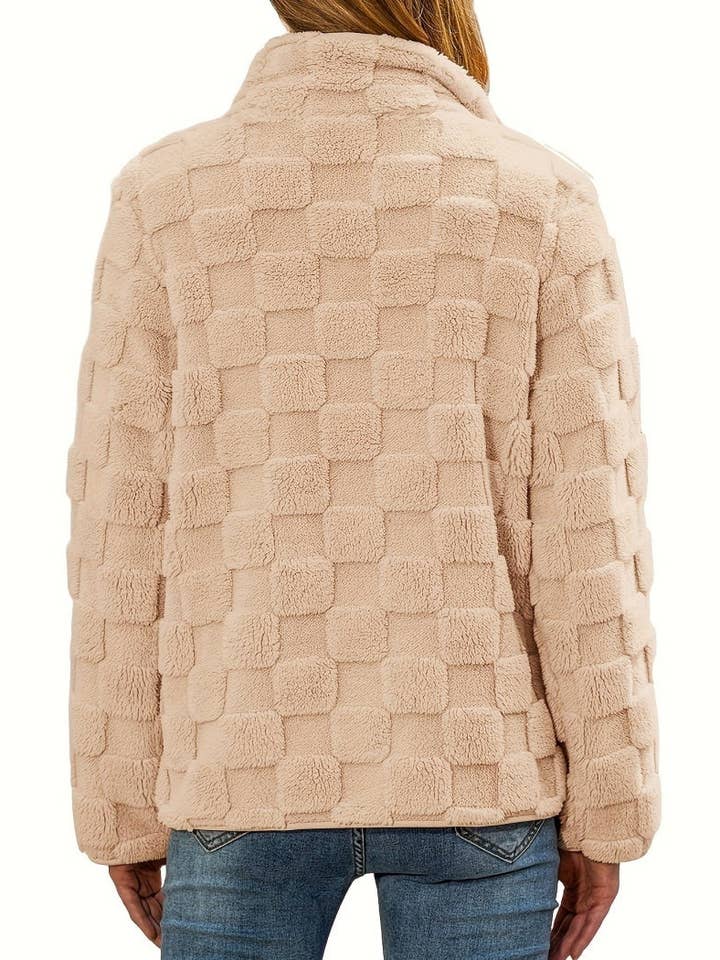 safistyle - Wholesale Jacket - Women's - Checkered Texture Zip-Up Jacket5