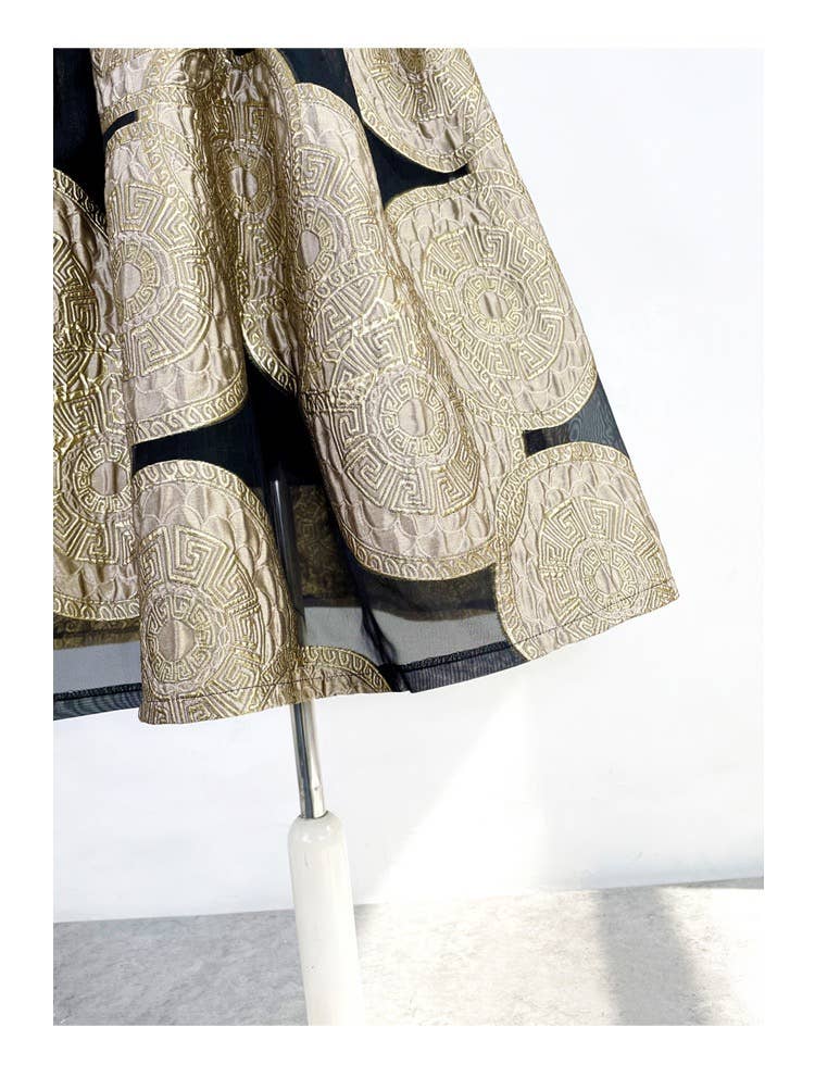 Yellow SK027Y Elegant Embroidered Organza Midi Tutu Skirt for wholesale on Faire10