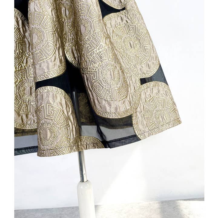 Yellow SK027Y Elegant Embroidered Organza Midi Tutu Skirt for wholesale on Faire10