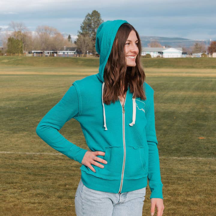 The Montana Way - Wholesale Hoodie - Women's - Simply Montana Full Zip Hoodie in Jade
