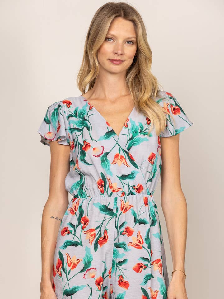 V-HALS VLEUGELMOUWEN ROMPER BY6697 voor wholesale door Stylish Wholesale