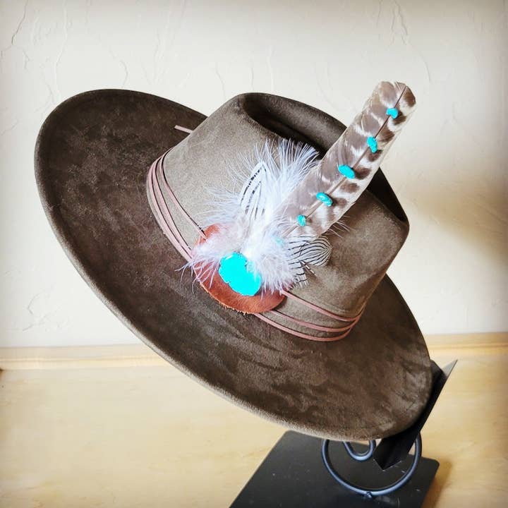 The Jewelry Junkie - Wholesale Fedora - Women's - Turquoise Accent Turkey Feather Hat Band + Choice of Hat 986j1