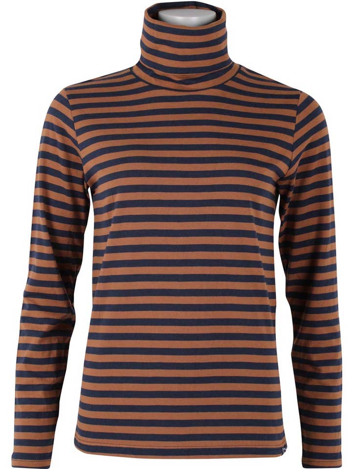 Danemanna Modal Rollneck Tee Tobacco/Dark Navy for wholesale by Danefae København