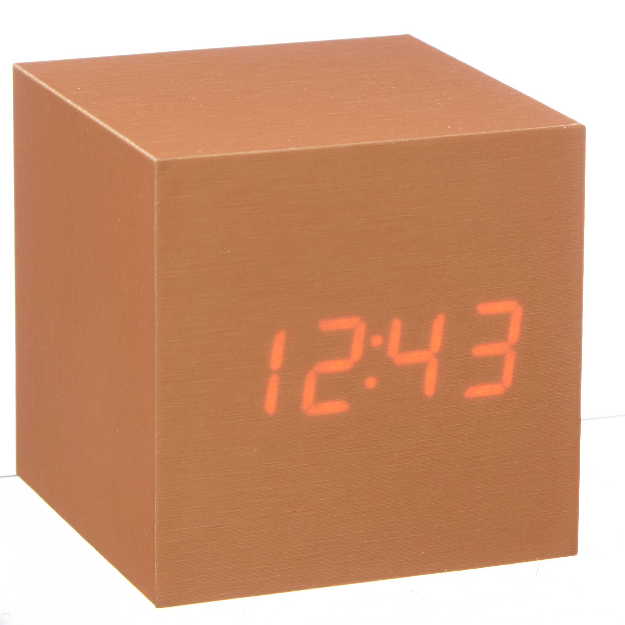 Gingko Design EU - Wholesale Desk Clock - Cube Click Clock - Copper /Red LED1