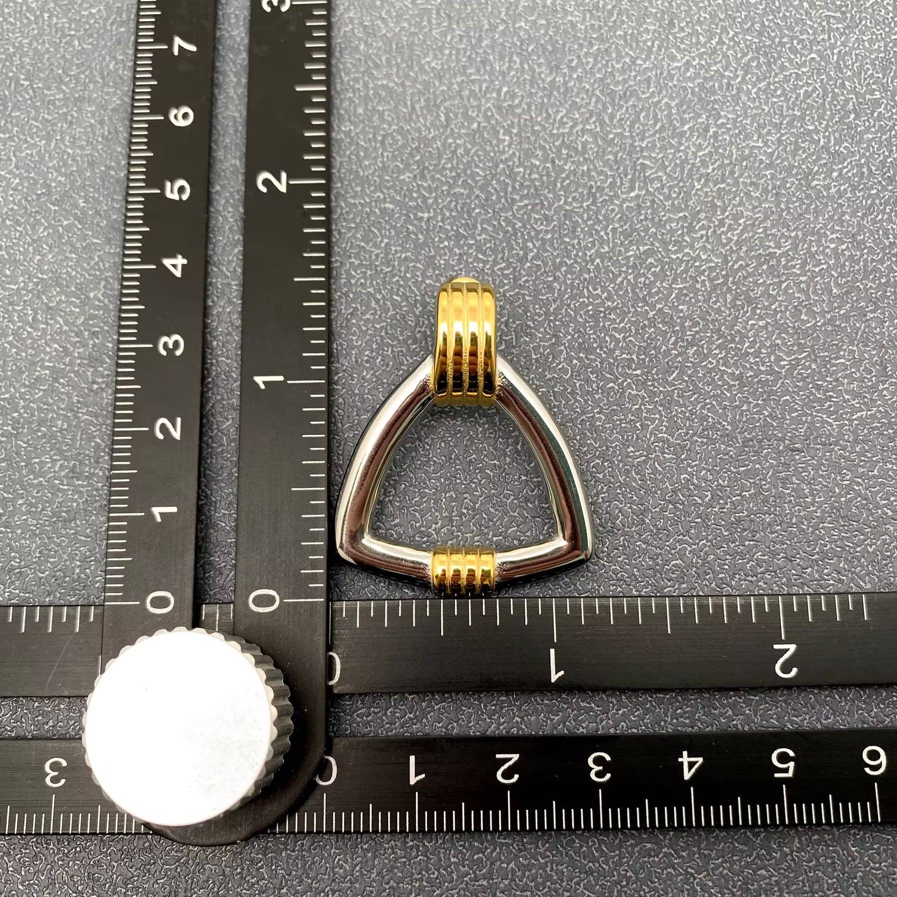 Mio Queena - Wholesale Stud/Post Earrings - Two Tone 18K Gold Plated SS Triangle Post Earrings - FGS4