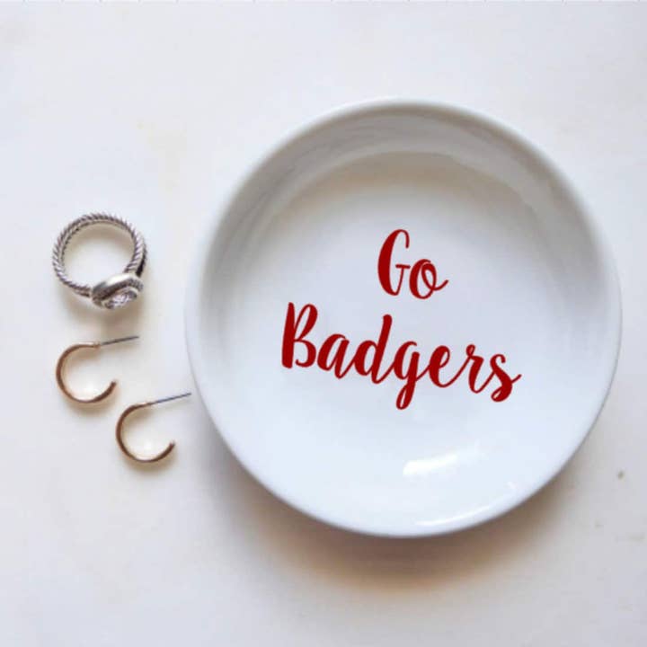 Go Badgers Ring Dish / University Of Wisconsin for wholesale by CourtPerkDesigns LLC