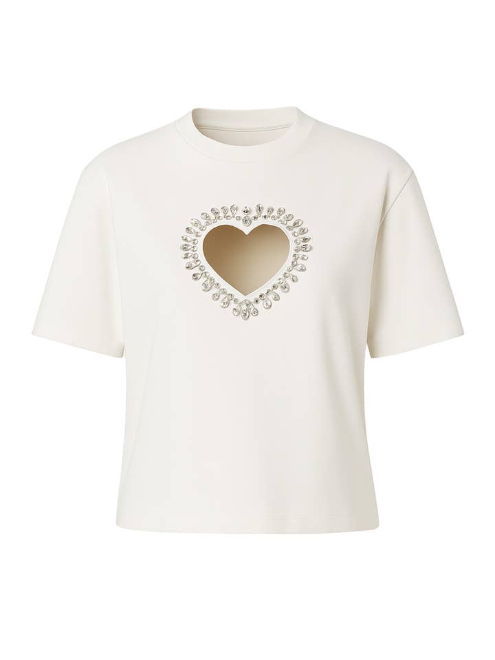 Knit tshirt with heart cutout for wholesale by RIVIR