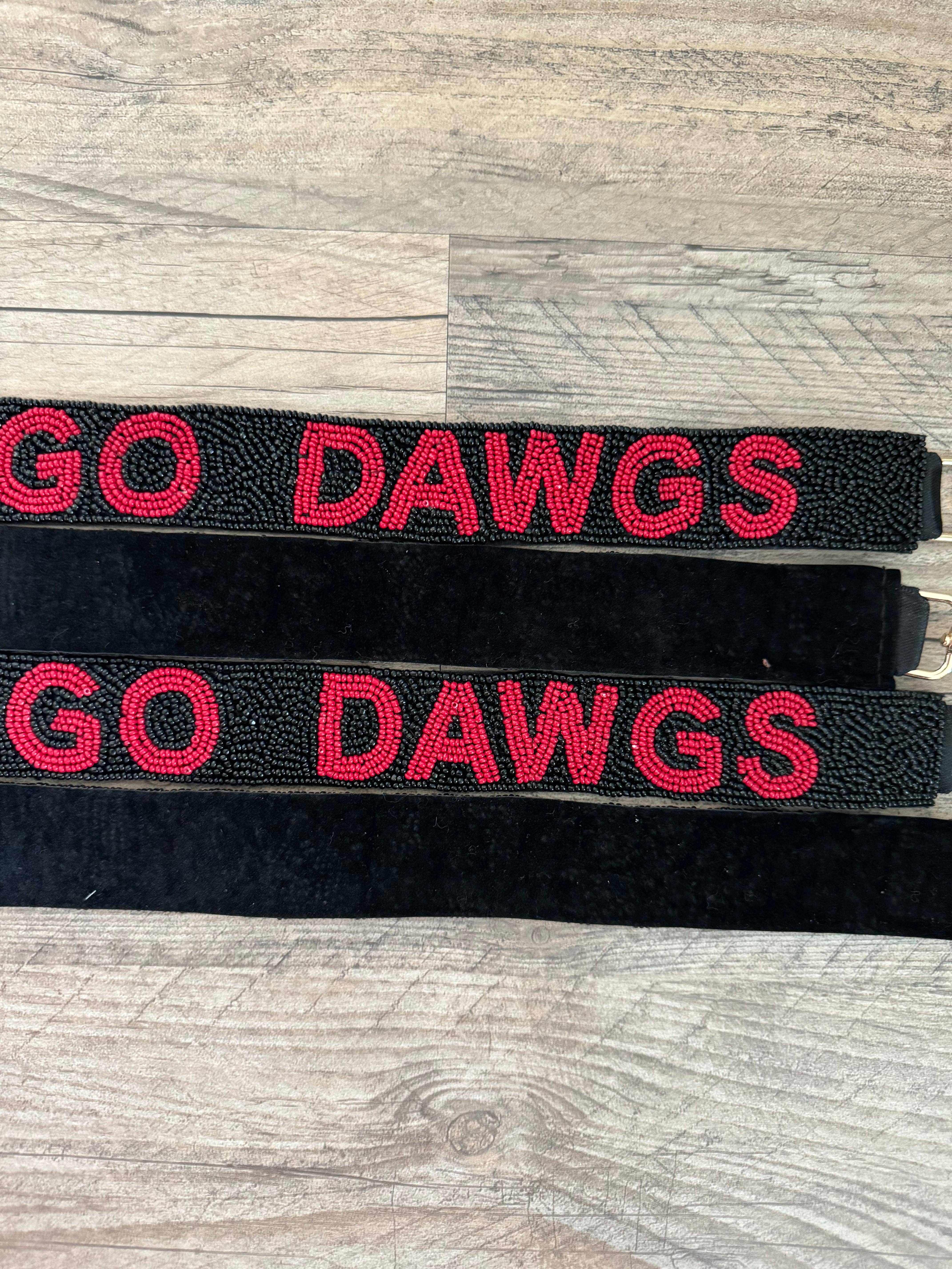 Tatter'd Royals - Wholesale Purse/Bag Accessory - Women's - Georgia Dawgs Go Dawgs Beaded Purse Strap - Red & White Spirit1
