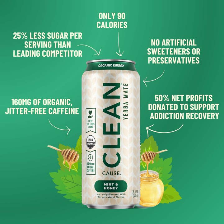 CLEAN Cause - Wholesale Iced Tea - Organic Mint & Honey Non-Carbonated Yerba Mate Tea - 12-pack4