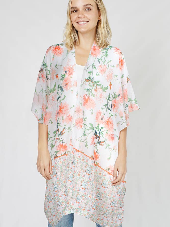 Flower Pattern Print Summer Kimono for wholesale by Hana
