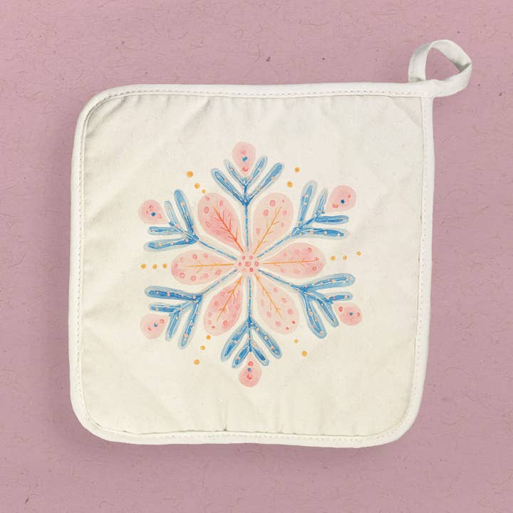 Fleur d'hiver Flocon de neige - Manique en coton personnalisable pour la vente par Boheme Bliss
