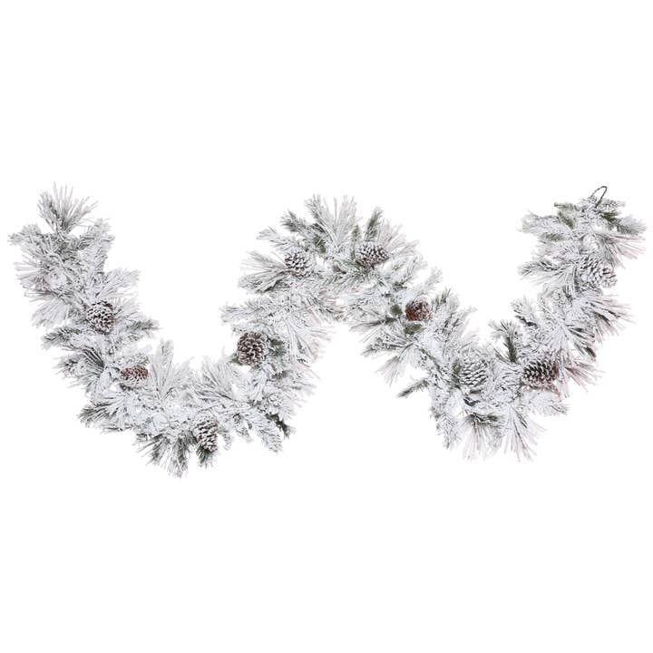 Vickerman 9' x 14" Flocked Atka Pine Garland 165T for wholesale by Vickerman