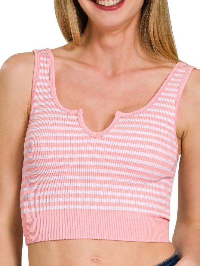 Sömlös randig bh-linne med nyckelhålsutskärning för wholesale av Vanilla Monkey