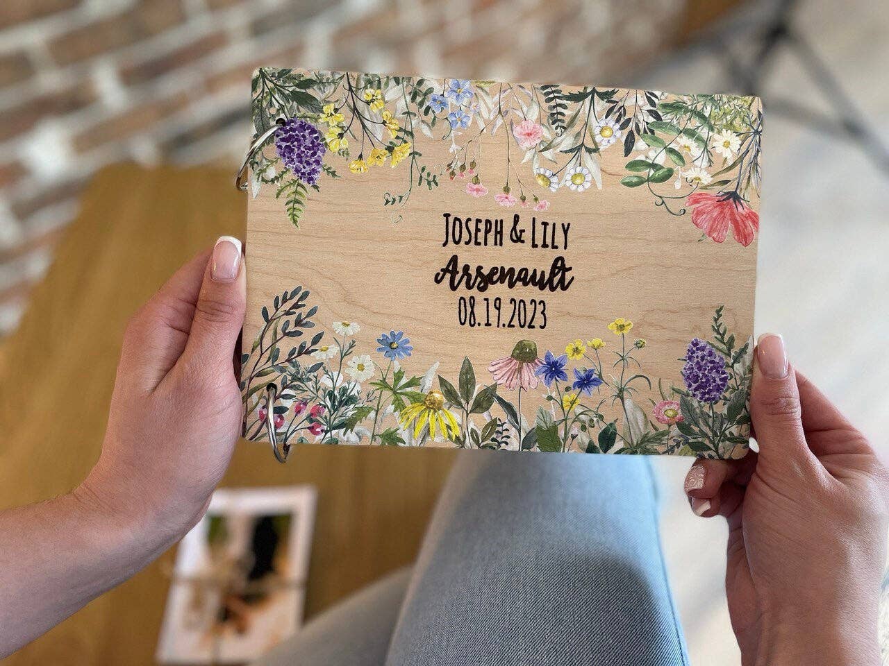 Cherish Deal - Venta al por mayor Libro de visitas - Álbum de Boda de Madera Floral – Libro de Recuerdos de Invitados Personalizado3