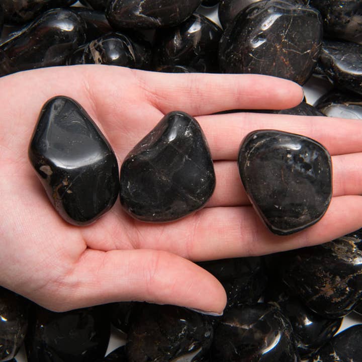 Fantasia Mining - Wholesale Spiritual Stone/Crystal - Tumbled Black Onyx - XL - A Grade - Brazil (1 lb)1