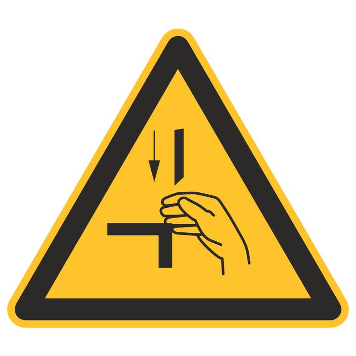 Warning signs/warning of the risk of cutting or punching for wholesale by Blitzpfeil24 by Jahn Industrieschilder/Etiketten GmbH