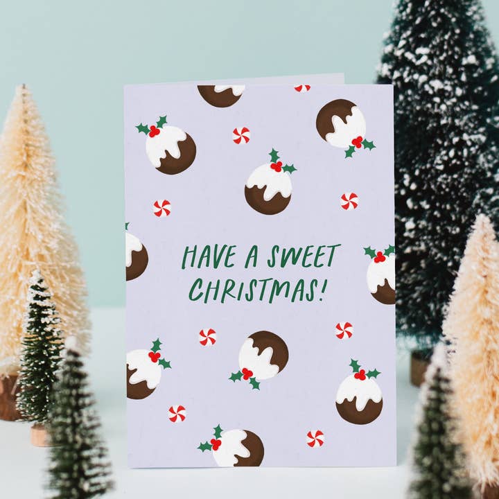 Have a Sweet Christmas! Cute Illustrated Christmas Card for wholesale by Zoe Spry