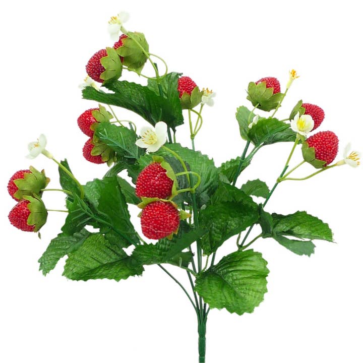Erdbeerstrauch Rot Grün und Gelb 7 Stiele 13 Zoll 62693BU13 für den Großhandel von Trendy tree