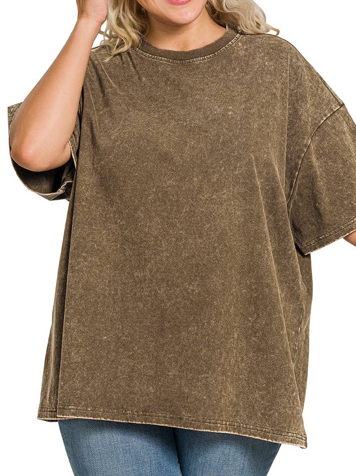 Plus Washed Premium Cotton Oversized Tee for wholesale by Vanilla Monkey