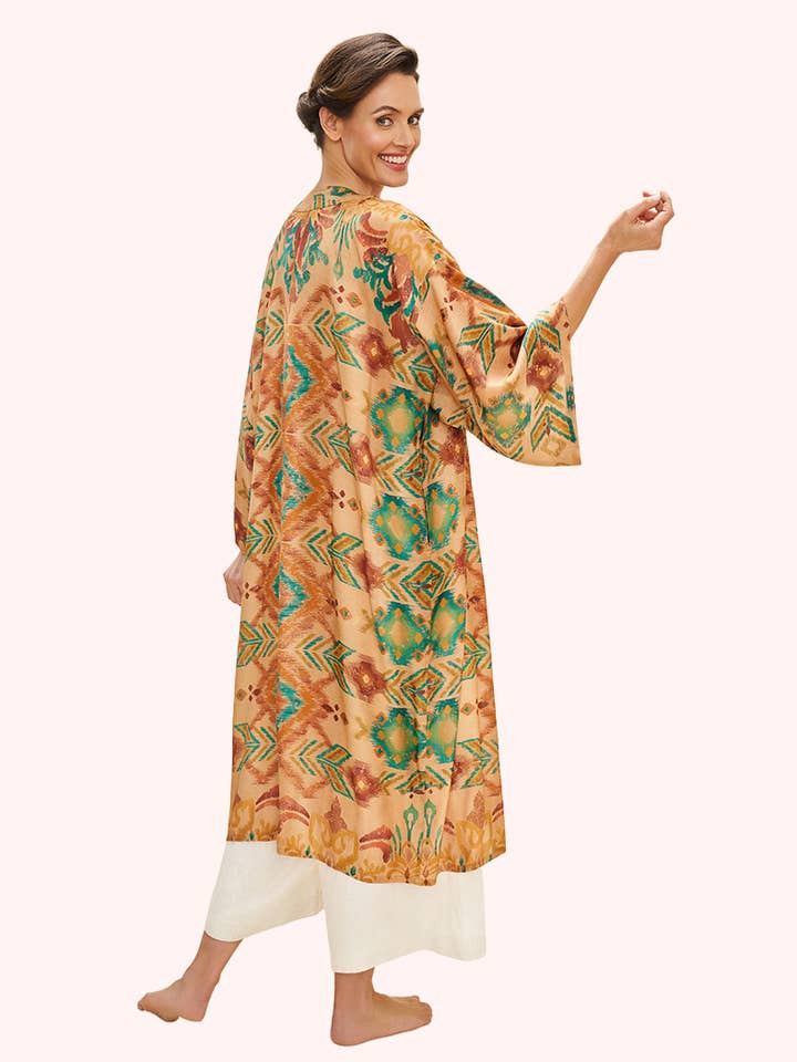 Warm Cream Ikat Kimono Gown for wholesale by Powder Design inc - US