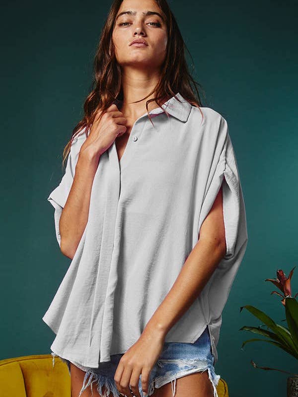 Lime T1702 Short Dolman Sleeve Oversized Shirt for wholesale on Faire