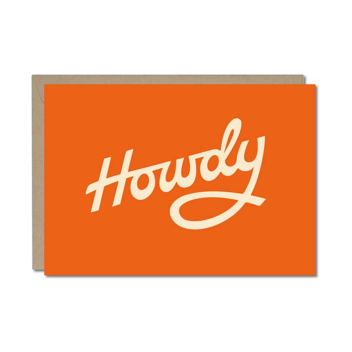 Howdy Greeting Card Orange Red Western Stationery for wholesale by Yonder Goods