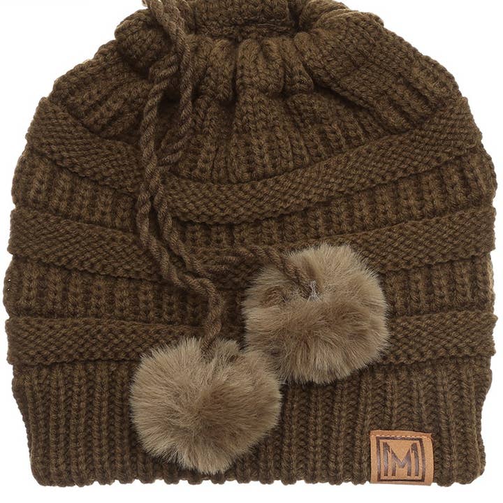 Fashion City - Wholesale Beanie – Women's - Women's Ponytail Adjustable Pom String Knit Hat13