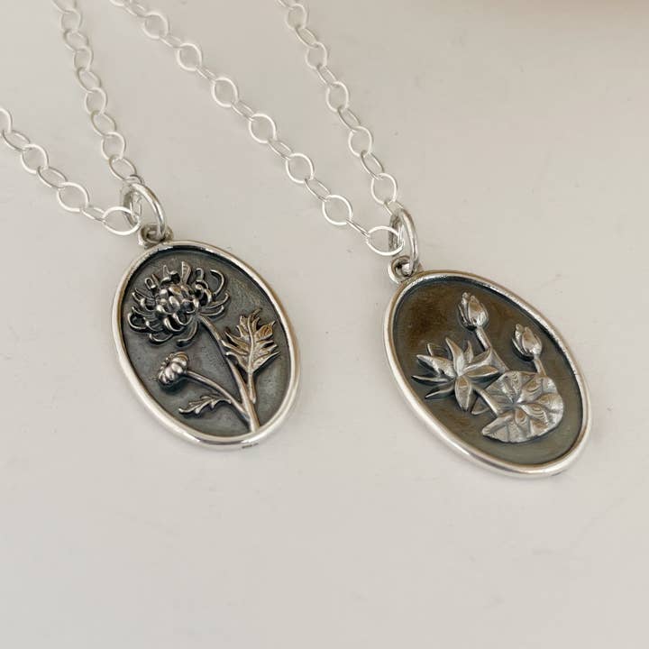 Frosted Willow - Wholesale Pendant/Charm Necklace - Sterling Silver Birth Flower with Birthstone Necklace Combin