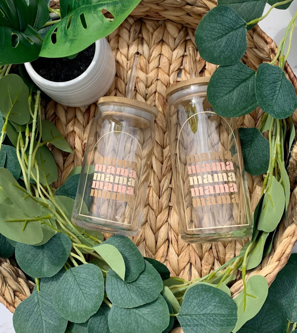 Bonita Bella Creations - Vendita all'ingrosso Bicchiere/tazza - Boho Style Mama Beer Lattina Bicchiere, Libbey Glass 16 oz o 20 oz1