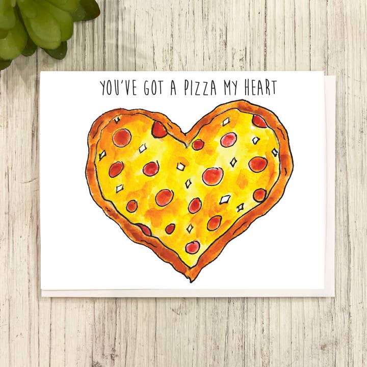 Pizza My Heart Love Anniversary Card for wholesale by Great Odin's Hellos